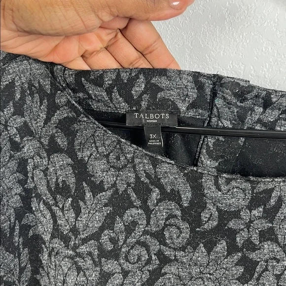 Talbots Shirt Women 3X Gray Floral Palampore Jacquard Tapestry Button Back Tunic - Picture 3 of 9